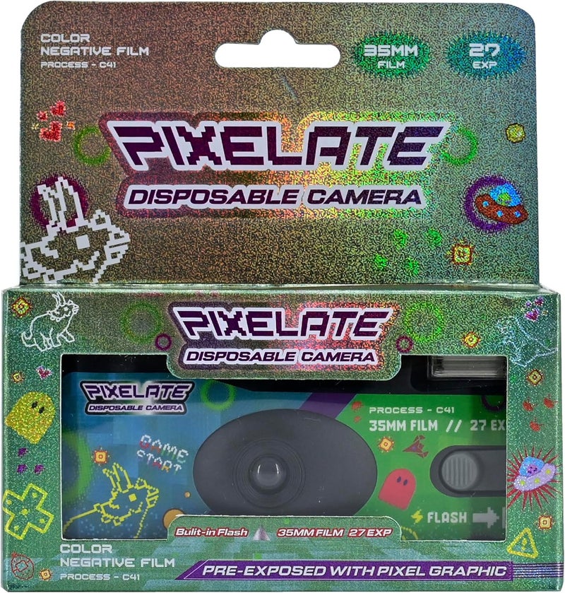Retocolor Pixelate 400 35mm Disposable Film Camera 27EXP, ISO400, Color Negative Film, Focus Free, Easy to Use, Built in Flash, Single Use (Film and Battery Included) (Pixelate) - Image 1